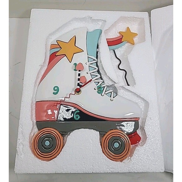 Roller Skate Clock Allen Designs Pendulum Retro Vintage Look 15" Rainbow NOB - Picture 1 of 4